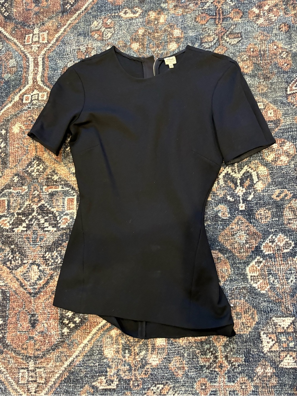 Wilfred Black Short-Sleeve Tailored Peplum Top